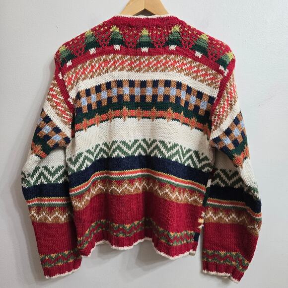 TIARA Womens Vintage 90s Christmas Holiday Embroidered Knit Cardigan Sweater MP - Picture 7 of 11